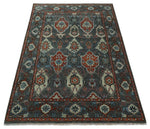 Antique look Gray, Rust and Ivory Hand knotted Traditional Oushak Multi Size Area Rug