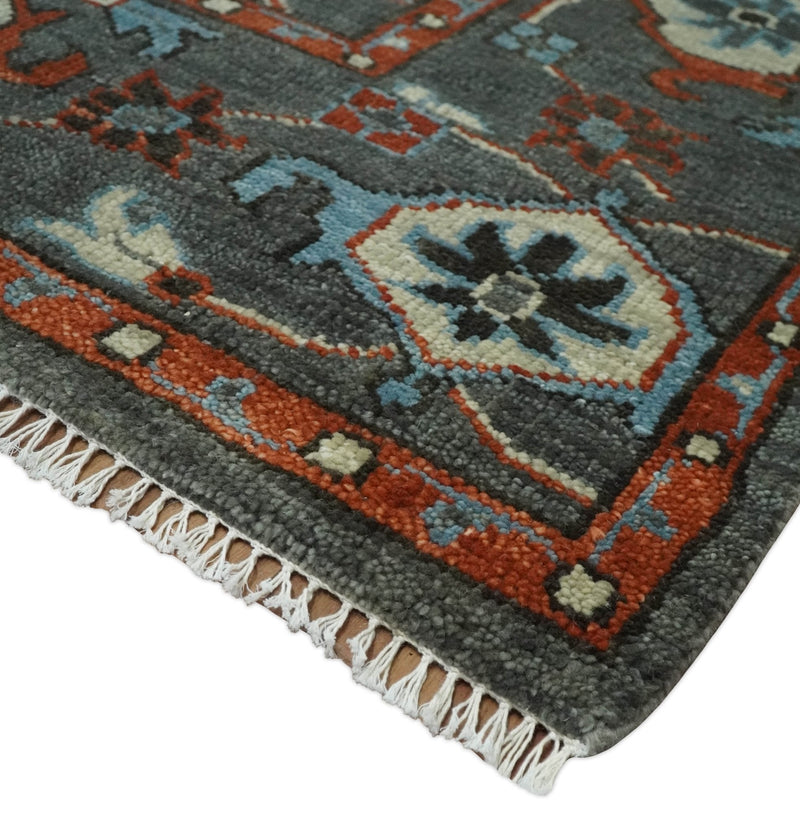 Antique look Gray, Rust and Ivory Hand knotted Traditional Oushak Multi Size Area Rug