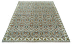 Antique look Traditional Hand Knotted Silver, Ivory and Rust Multi Size Area Rug