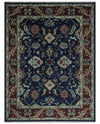 Antique Hand Knotted Blue, Beige and Rust Traditional Oriental Oushak Custom Made Wool Area Rug