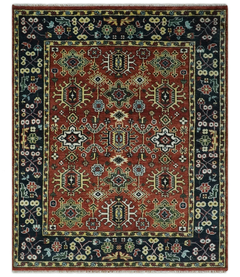 Antique Hand Knotted Brown and Blue Traditional Vintage Style Oushak Custom Made Wool Area Rug