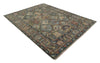 Antique Moss All Wool Traditional Oushak Charcoal, Brown and Blue Hand knotted Custom Made wool Area Rug