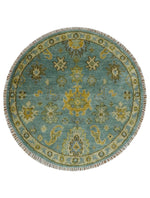 Antique Moss Green and Blue Wool Hand Knotted Traditional Oriental Oushak Multi size Wool Area Rug