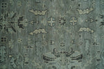 Antique Oushak Silver and Charcoal Multi size Wool Area Rug
