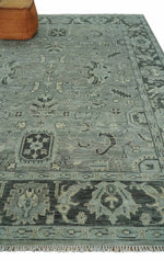 Antique Oushak Silver and Charcoal Multi size Wool Area Rug