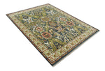 Antique look Hand knotted Green, Ivory and Gray Traditional Large design Multi Size wool Area Rug