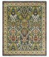 Antique look Hand knotted Green, Ivory and Gray Traditional Large design Multi Size wool Area Rug