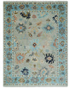 Antique Style 9x12 Wool Traditional Persian Gray and Blue Hand knotted Oushak Area Rug | TRDCP1074912