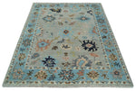 Antique Style 9x12 Wool Traditional Persian Gray and Blue Hand knotted Oushak Area Rug | TRDCP1074912