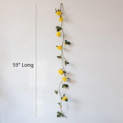 Artificial Silk Rose Vine in White or Yellow 59" Long