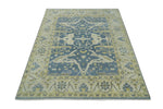 Blue, Ivory and Beige Hand Knotted 8x10 Oriental Oushak  Wool Area Rug | TRDCP1176810