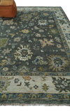 Green and Ivory Hand Knotted Traditional Oushak Custom Made Wool Area Rug