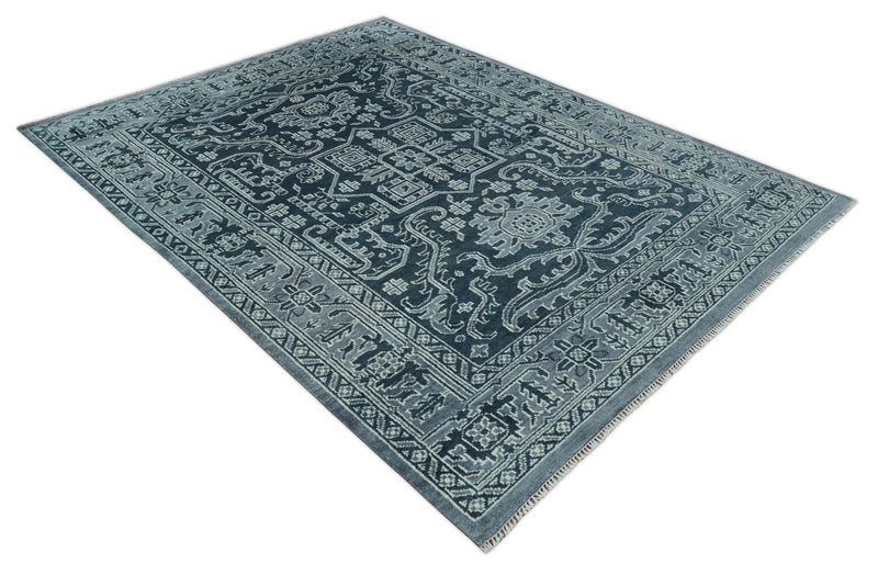 Charcoal, Gray and Silver 9x12 Hand Knotted Traditional Persian Oushak Wool Rug, Accent Rug | TRDCP1083912