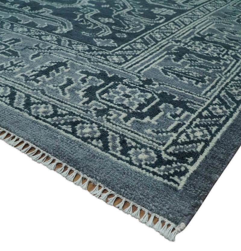 Charcoal, Gray and Silver 9x12 Hand Knotted Traditional Persian Oushak Wool Rug, Accent Rug | TRDCP1083912