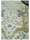 Classic Hand Knotted 8x10 Oriental Oushak Ivory and Beige Wool Area Rug | TRDCP1105810