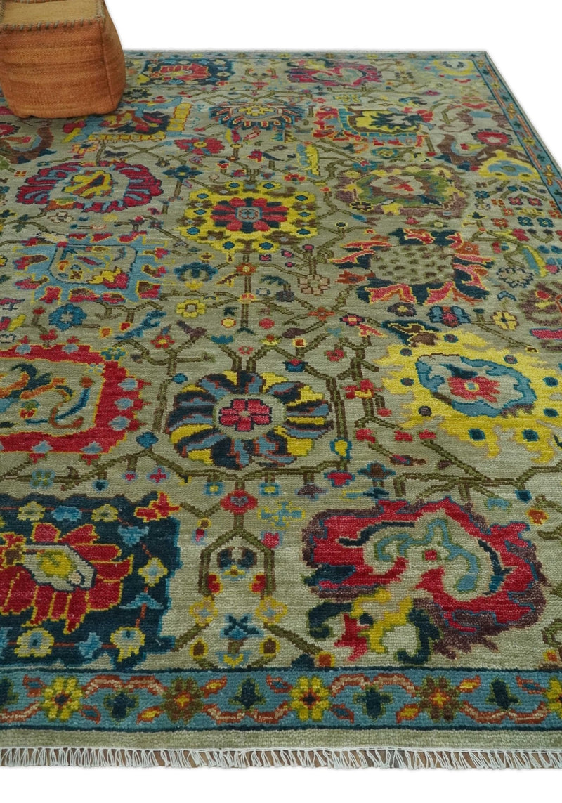 Colorful Oushak Rug Wool Traditional Hand knotted Custom Made wool Area Rug