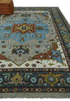 Traditional Heriz Blue, silver, Charcoal and Ivory Hand Knotted Multi size wool Area Rug