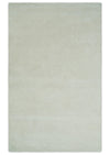 Custom Made Solid Ivory White Hand Tufted Layering Rug
