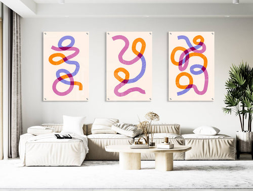 Wavy Abstract Pattern Set of 3 Prints Modern Wall Art Modern Artwork
