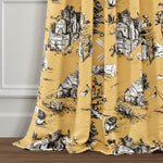 French Country Toile Room Darkening Window Curtain Set