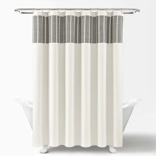 Stitched Woven Stripe Yarn Dyed Recycled Cotton Shower Curtain