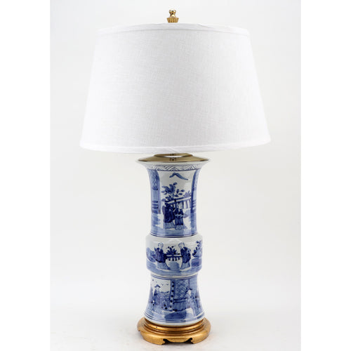 Lovecup Blue and White Classic Vase Lamp with Brass Base L768