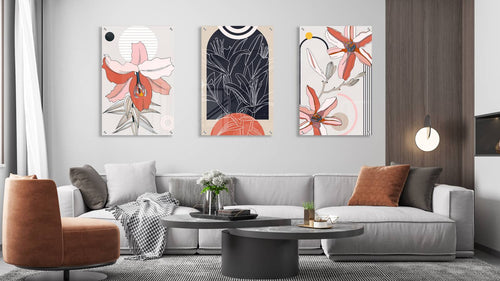 Lilies Pattern Set of 3 Prints Modern Wall Art Modern Artwork
