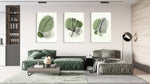Green Leaves Pattern Set of 3 Prints Modern Wall Art Modern Artwork