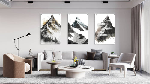 Mountains Pattern Set of 3 Prints Modern Wall Art Modern Artwork