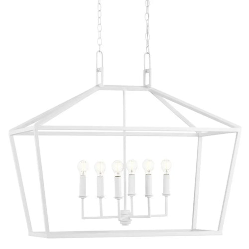 Currey and Company Denison White Rectangular Chandelier 9000-0979