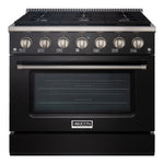 Akicon 36" Slide-in Freestanding Professional Style Gas Range with 5.2 Cu. Ft. Oven, 6 Burners, Convection Fan, Cast Iron Grates. Black & Gold