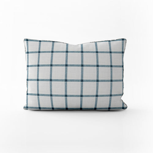 Decorative Pillows in Aaron Italian Denim Blue Windowpane Plaid