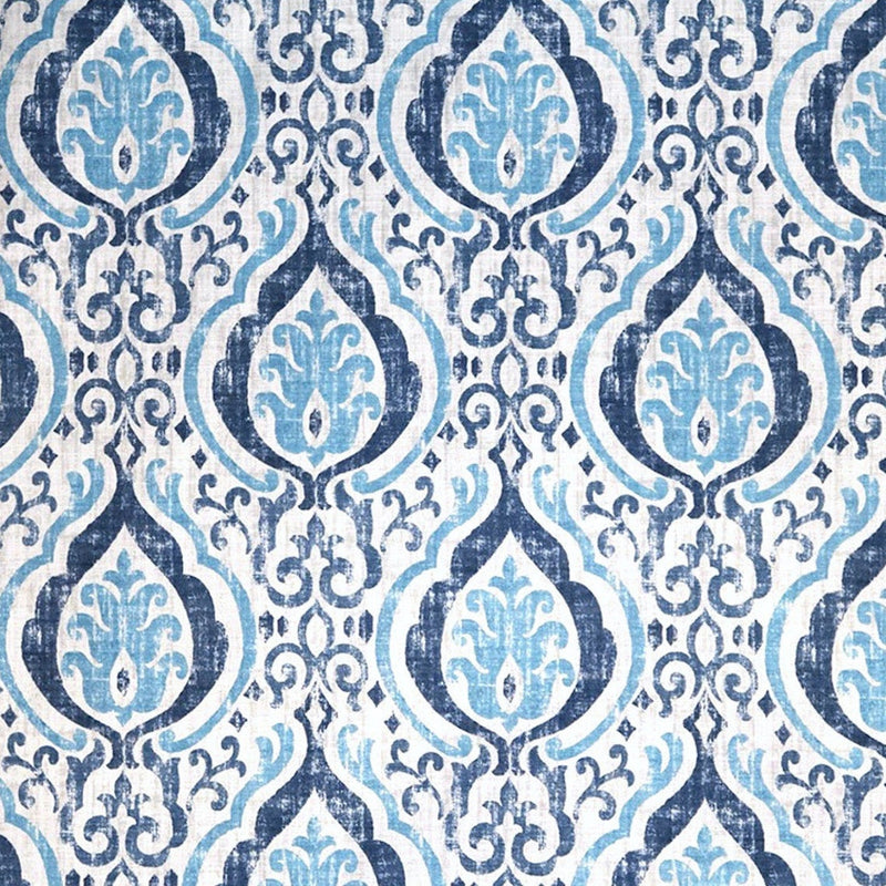 Shower Curtain in Alahambra Sapphire Blue Damask Medallion