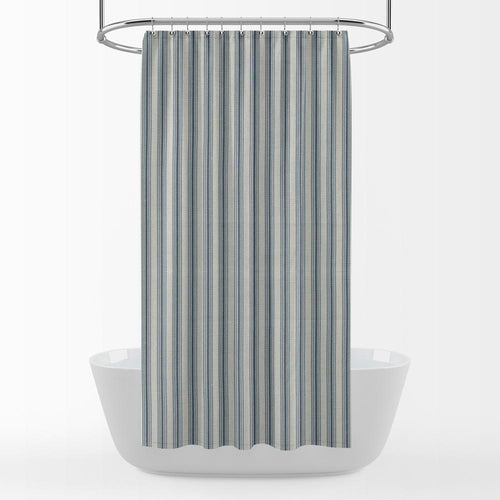 Shower Curtain in Cottage Navy Blue Stripe