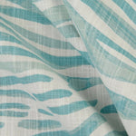 Tailored Tier Curtains in Babur Cancun Blue Watercolor Wavy Stripe