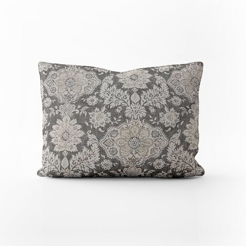Decorative Pillows in Belmont Metal Gray Floral Damask