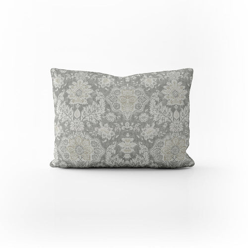 Decorative Pillows in Belmont Mist Pale Gray Floral Damask