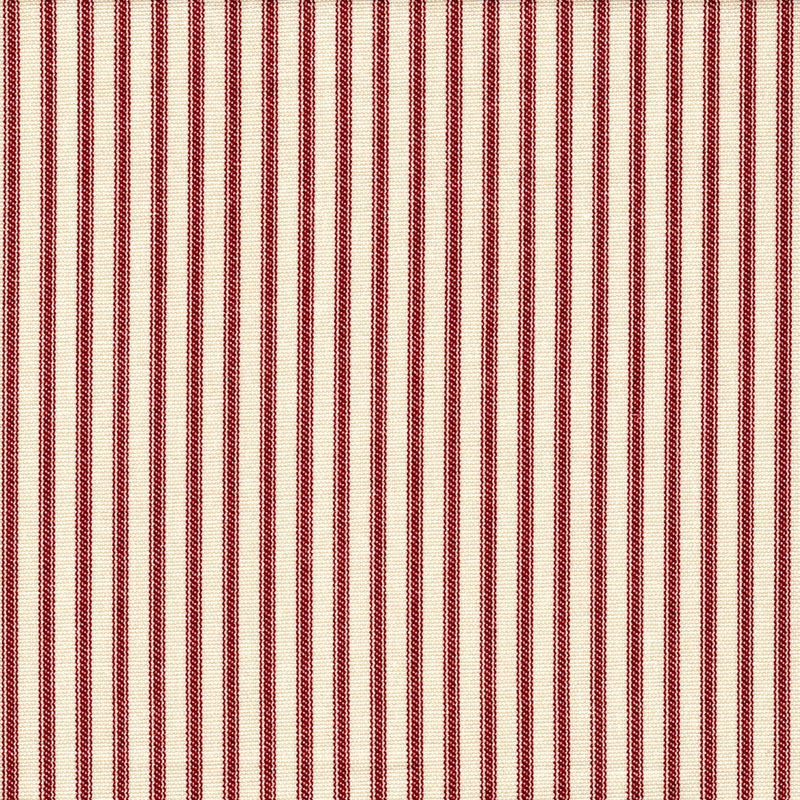 Tailored Bedskirt in Farmhouse Red Traditional Ticking Stripe on Beige