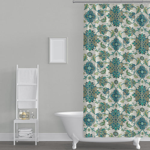 Shower Curtain in Brooklyn Ocean Jacobean Floral Large Scale