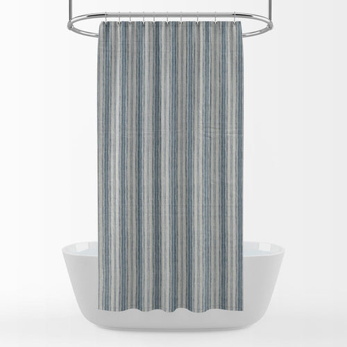 Shower Curtain in Brunswick Denim Blue Stripe