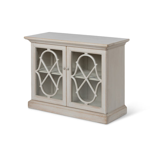 Lovecup Addy Wood Console with Glass Doors and Quatrefoil Design L133