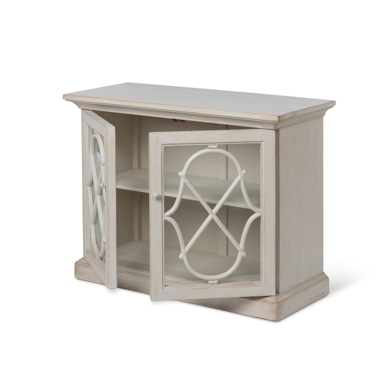 Lovecup Addy Wood Console with Glass Doors and Quatrefoil Design L133
