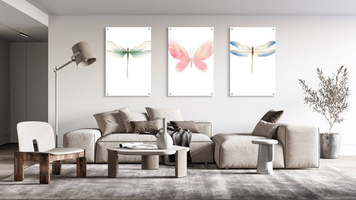 Dragonfly Ornaments Set of 3 Prints Modern Wall Art Modern Artwork