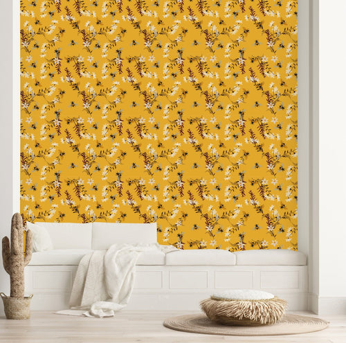 Yellow Wallpaper with Bees