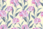 Yellow Wallpaper with Pink Flowers