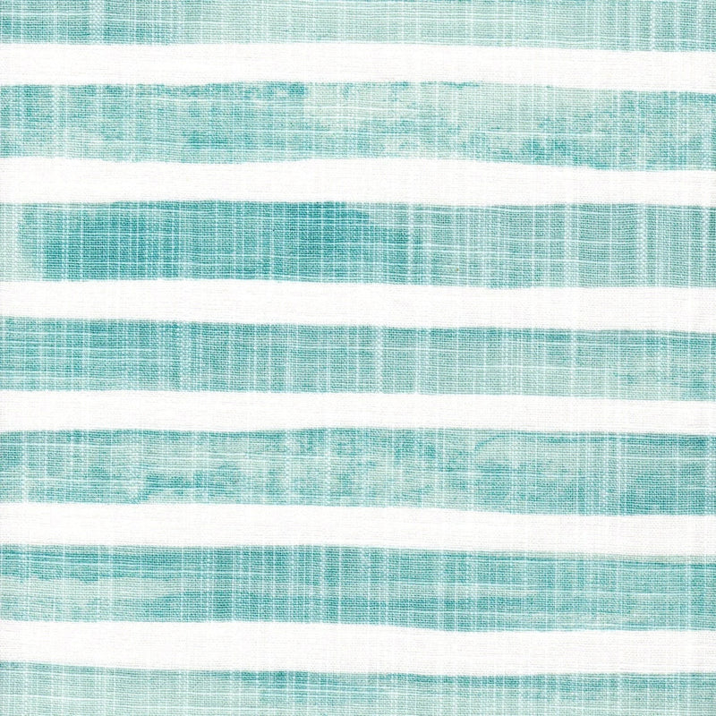 Tailored Tier Curtains in Nelson Cancun Blue Horizontal Watercolor Stripe