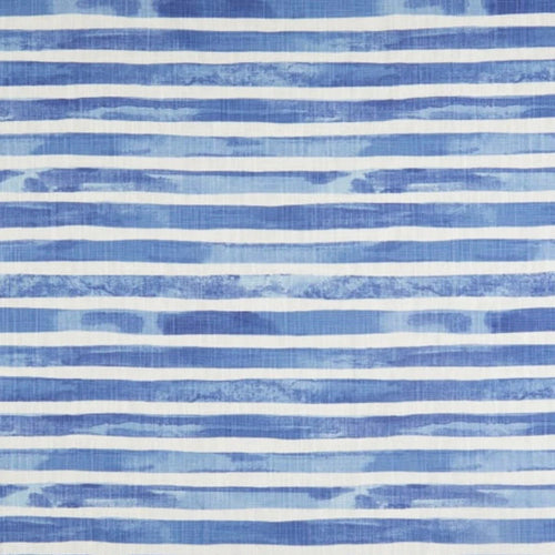 Gathered Bedskirt in Nelson Commodore Blue Horizontal Watercolor Stripe