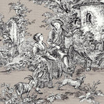 Round Tablecloth in Pastorale #81 Light Brown French Country Toile