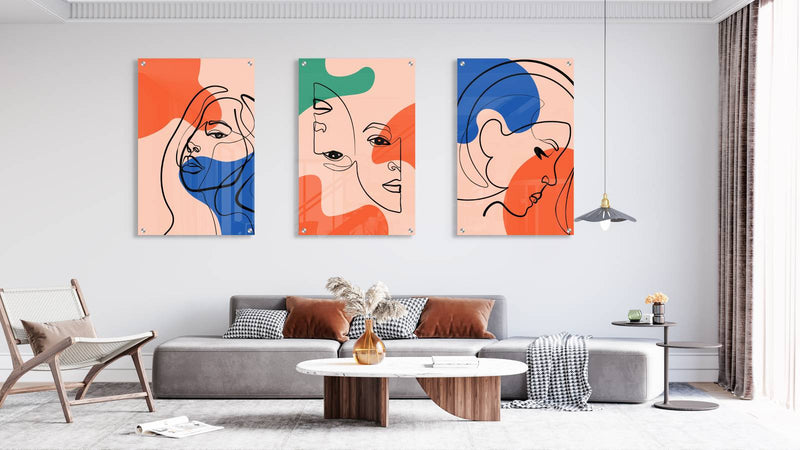 Woman Pattern Set of 3 Prints Modern Wall Art Modern Artwork