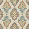 Tailored Valance in Queen Tuscan Blue and Coral Medallion Watercolor- Large Scale